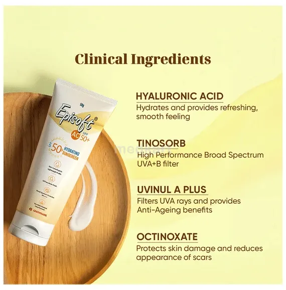episoft ac spf 50 plus hydrating sunscreen 50 gm